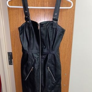 Faux leather mini dress